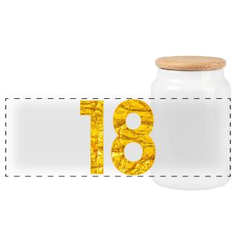Number Eighteen - Number 18th Birthday - Panoramic Cookie Jar with Wooden Lid - white - Front