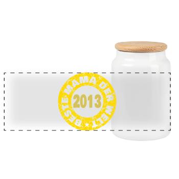 2013 - Panoramic Cookie Jar with Wooden Lid - white - Front