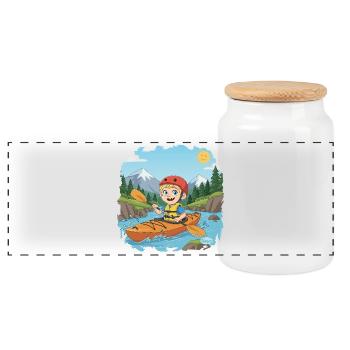 Bouno Adventure on the River - Panoramic Cookie Jar with Wooden Lid - white - Front