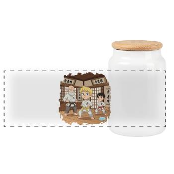 Bouno en Karaté - Petit Artiste Martial - Boîte à biscuits avec couvercle en bois - blanc - Devant