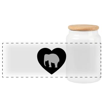 Elefant - Panorama Keksdose mit Holzdeckel - Weiß - Vorne
