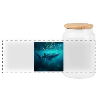 Walhai Mutter mit Baby Natur Unterwasser - Panorama Keksdose mit Holzdeckel - Weiß - Vorne
