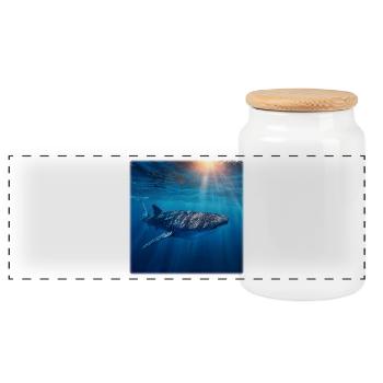 Le requin-baleine dans l’océan, créatures marines, design de la nature - Boîte à biscuits avec couvercle en bois - blanc - Devant