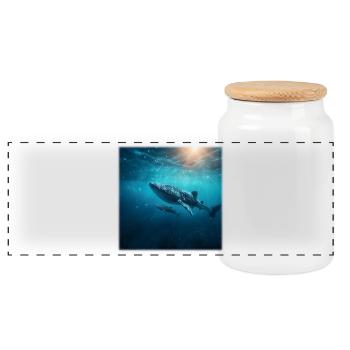 Walhai Mutter mit Baby Unterwasser Natur - Panorama Keksdose mit Holzdeckel - Weiß - Vorne