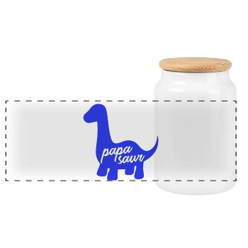 Papasaur T-Rex Dinosaure Paternité Daddysaure - Boîte à biscuits avec couvercle en bois - blanc - Devant