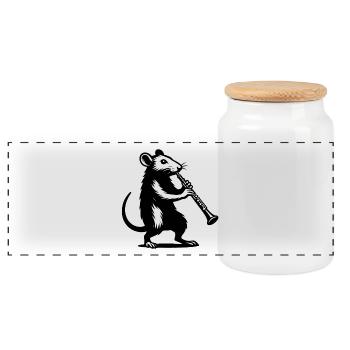 Souris jouant de clarinette - Boîte à biscuits avec couvercle en bois - blanc - Devant