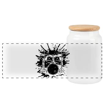 Drum Graphics - Panoramic Cookie Jar with Wooden Lid - white - Front