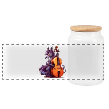 Cello pony in fantasy orchestra - Panoramic Cookie Jar with Wooden Lid - white - Front