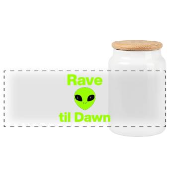 Rave til Dawn – Alien Party! Mayday, EDM - Panorama Keksdose mit Holzdeckel - Weiß - Vorne
