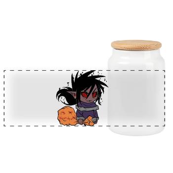 Chibi of Halloween - Panoramic Cookie Jar with Wooden Lid - white - Front