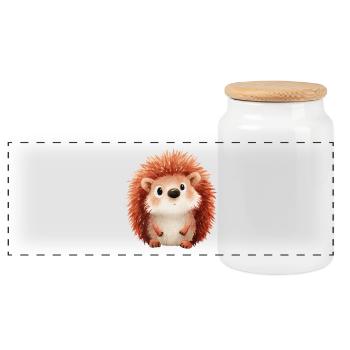 Hérisson de la Forêt – Illustration enfants - Boîte à biscuits avec couvercle en bois - blanc - Devant