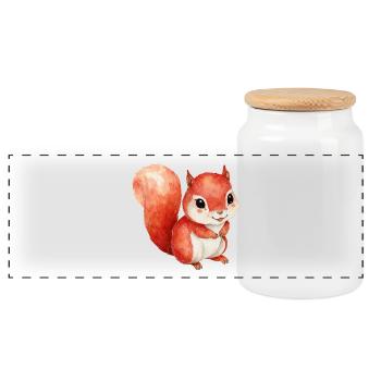 animal de la forêt, écureuil mignon pour enfants - Boîte à biscuits avec couvercle en bois - blanc - Devant