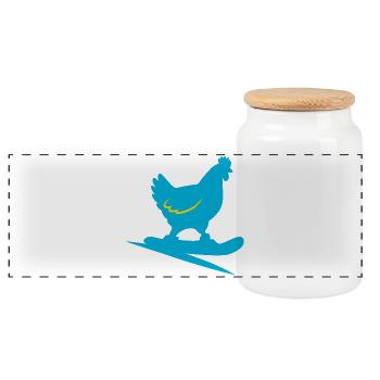 Drôles poules d’hiver en snowboard - Boîte à biscuits avec couvercle en bois - blanc - Devant