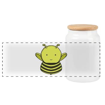 Mignonne abeille bourdon Kawaii Abeille Meuel Insecte de dessin animé - Boîte à biscuits avec couvercle en bois - blanc - Devant