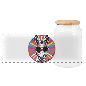 Sunglasses donkey in the rainbow - Panoramic Cookie Jar with Wooden Lid - white - Front