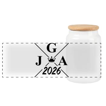 Jga 2026 Logo - Boîte à biscuits avec couvercle en bois - blanc - Devant