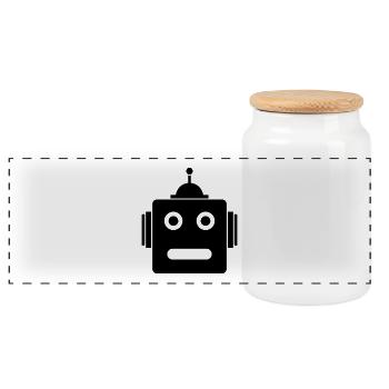 Robot head - Panoramic Cookie Jar with Wooden Lid - white - Front