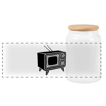 Retro TV - Panoramic Cookie Jar with Wooden Lid - white - Front