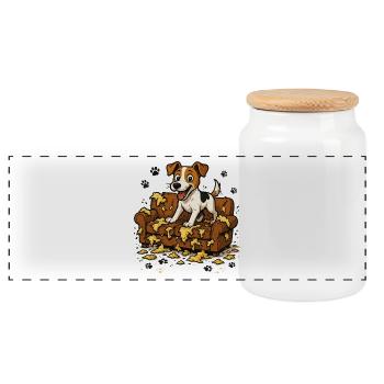 Jack Russell Terrier Funny Dog Tracks Gift - Panoramic Cookie Jar with Wooden Lid - white - Front