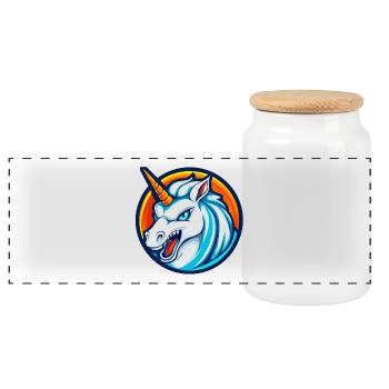 Savage Unicorn Esports Mascot Logo - Panoramic Cookie Jar with Wooden Lid - white - Front