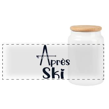 Love Après-Ski - Panoramic Cookie Jar with Wooden Lid - white - Front