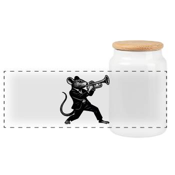 Jazzrat trumpeter in suit - Panoramic Cookie Jar with Wooden Lid - white - Front