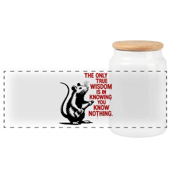 Rat of Knowledge: Nothing Known - Panoramic Cookie Jar with Wooden Lid - white - Front