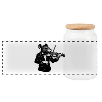 Rat violoniste en smoking Violon violon - Boîte à biscuits avec couvercle en bois - blanc - Devant