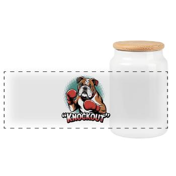 Knockout Boxer-Hund | Für echte Kämpfer! - Panorama Keksdose mit Holzdeckel - Weiß - Vorne