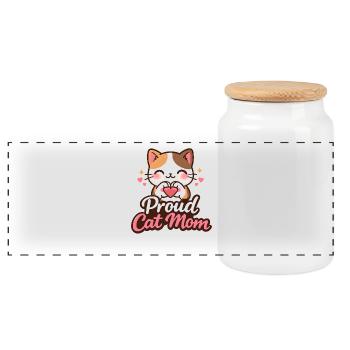 Proud Cat Mom Motiv - Panorama Keksdose mit Holzdeckel - Weiß - Vorne