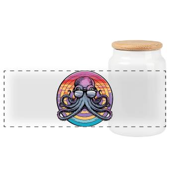 Octopus Retro Surf - Panorama Keksdose mit Holzdeckel - Weiß - Vorne