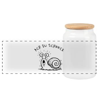 Ach Du Schneck Lustiger Spruch Doodle - Panorama Keksdose mit Holzdeckel - Weiß - Vorne