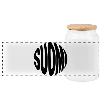 Suomi - inscription Finlande - Boîte à biscuits avec couvercle en bois - blanc - Devant