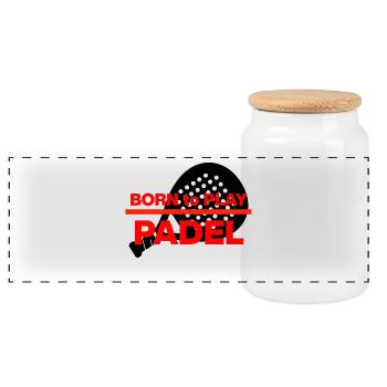 Né pour le padel, né dans le racket ! Écrase-le - Boîte à biscuits avec couvercle en bois - blanc - Devant