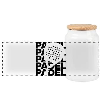 Padel Padel – Racket Love! Court King & Queen - Panorama Keksdose mit Holzdeckel - Weiß - Vorne