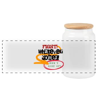 FIGHT! Don’t Give Up - Motivation Quote - Mindset - Panorama Keksdose mit Holzdeckel - Weiß - Vorne