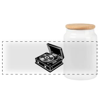 Record player - Panoramic Cookie Jar with Wooden Lid - white - Front