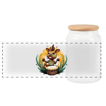 Drum Hero Tribal Foal - Panoramic Cookie Jar with Wooden Lid - white - Front