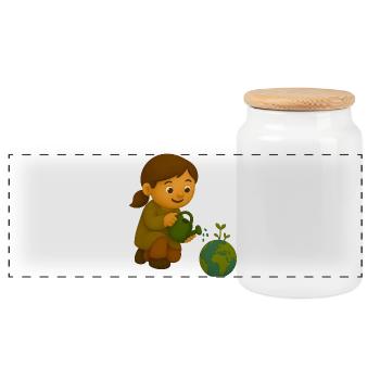Petit écologiste qui verse le globe - Boîte à biscuits avec couvercle en bois - blanc - Devant