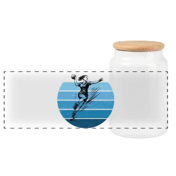 Handball perfect for any handball for women - Panoramic Cookie Jar with Wooden Lid - white - Front