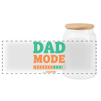 Dad Mode Loading for Proud Fathers-to-be - Panoramic Cookie Jar with Wooden Lid - white - Front