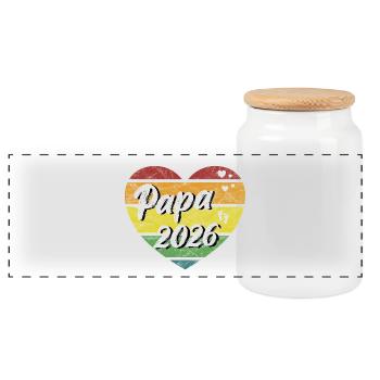 Papa 2026 Vater 2026 werdender Papa retro vintage - Panorama Keksdose mit Holzdeckel - Weiß - Vorne