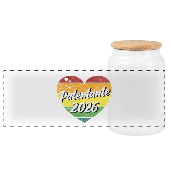 Godmother 2026 godmother retro vintage - Panoramic Cookie Jar with Wooden Lid - white - Front