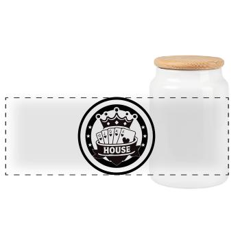 Flush royal de la maison Emblème du poker au cœur - Boîte à biscuits avec couvercle en bois - blanc - Devant