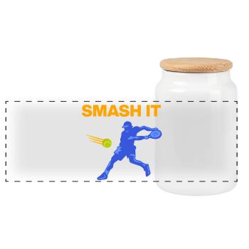 Smash It, Padel Power! Padel Sport - Panorama Keksdose mit Holzdeckel - Weiß - Vorne