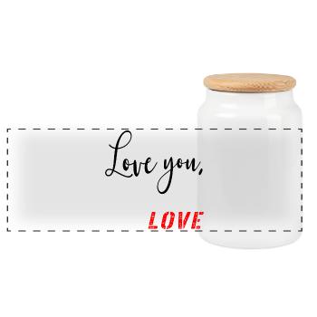 Saint-Valentin - Message d’amour - Boîte à biscuits avec couvercle en bois - blanc - Devant