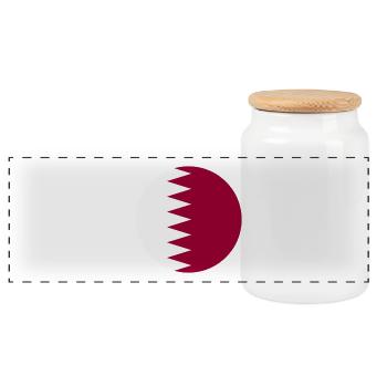 Qatar round flag - Panoramic Cookie Jar with Wooden Lid - white - Front
