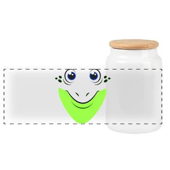 Cute Frog Face Crazy Diy Funny Costume Frog Face - Panoramic Cookie Jar with Wooden Lid - white - Front