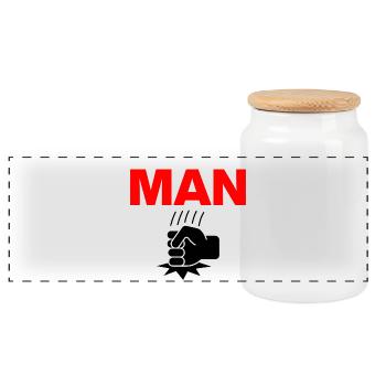 Man Punch – Power Fist! Harald, Reality, Meme - Panoramic Cookie Jar with Wooden Lid - white - Front
