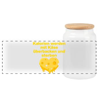 Calories cuits au fromage, gourmet, amoureux du fromage - Boîte à biscuits avec couvercle en bois - blanc - Devant